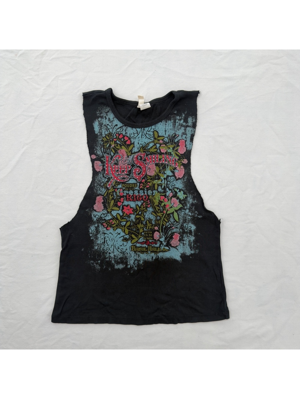Vintage Susan Lawrence Y2K Floral Graphic Muscle Tank Top Size Small